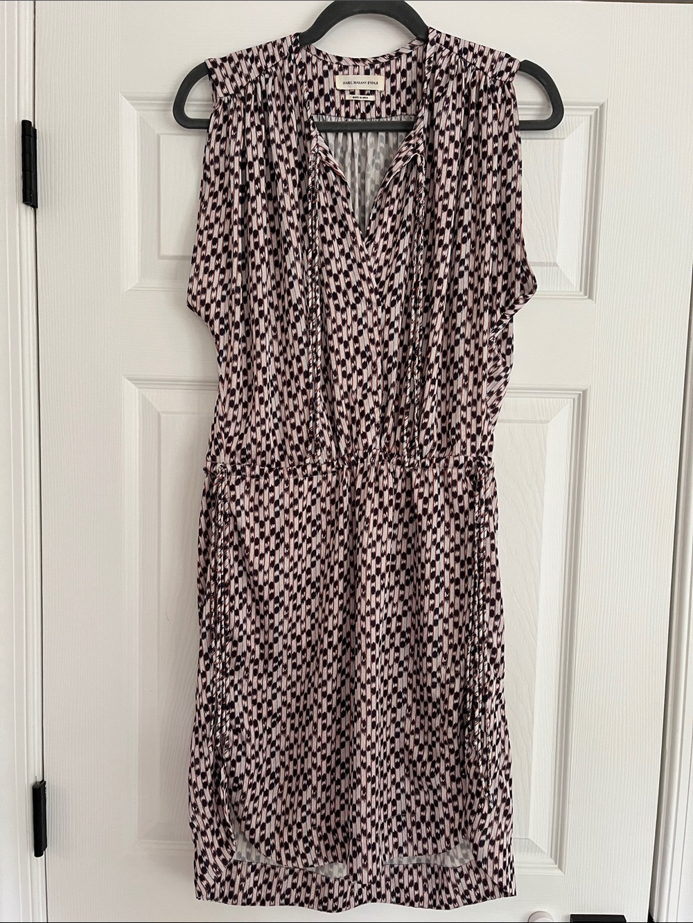 Isabel Marant Etoile Black and White Printed Sleeveless Midi Dress